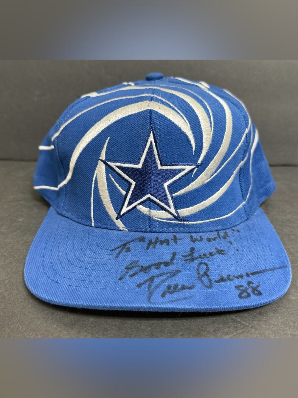 Vintage 90s Drew Pearson Dallas Cowboys Shockwave Snapback Hat Cap NFL Autograph